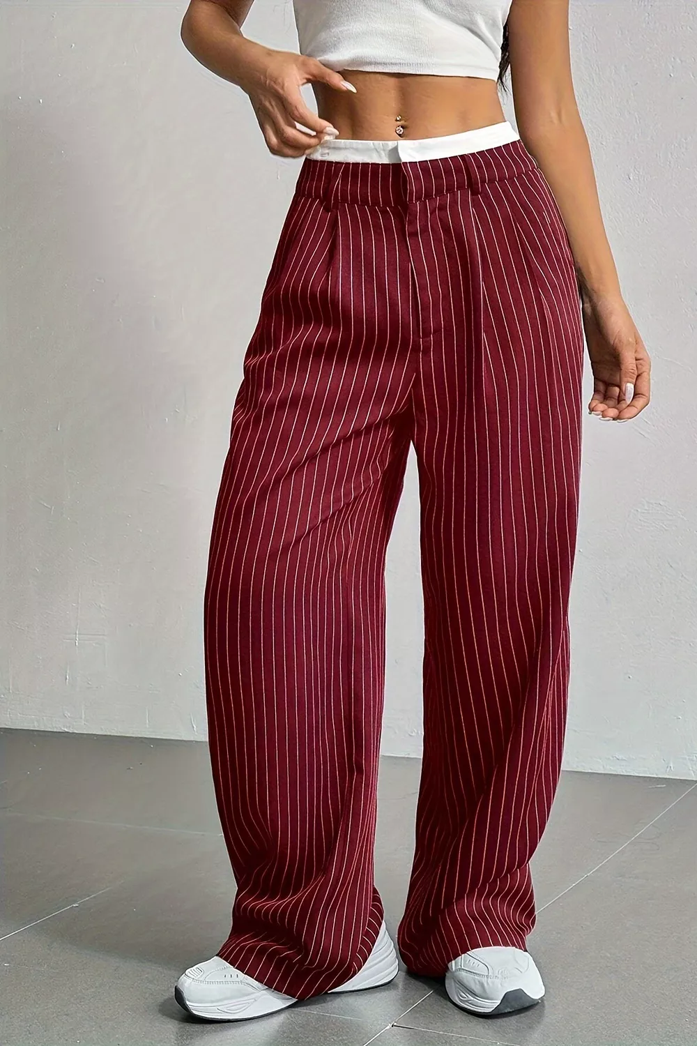 High-Waisted Pinstripe Wide-Leg Pants, image 5