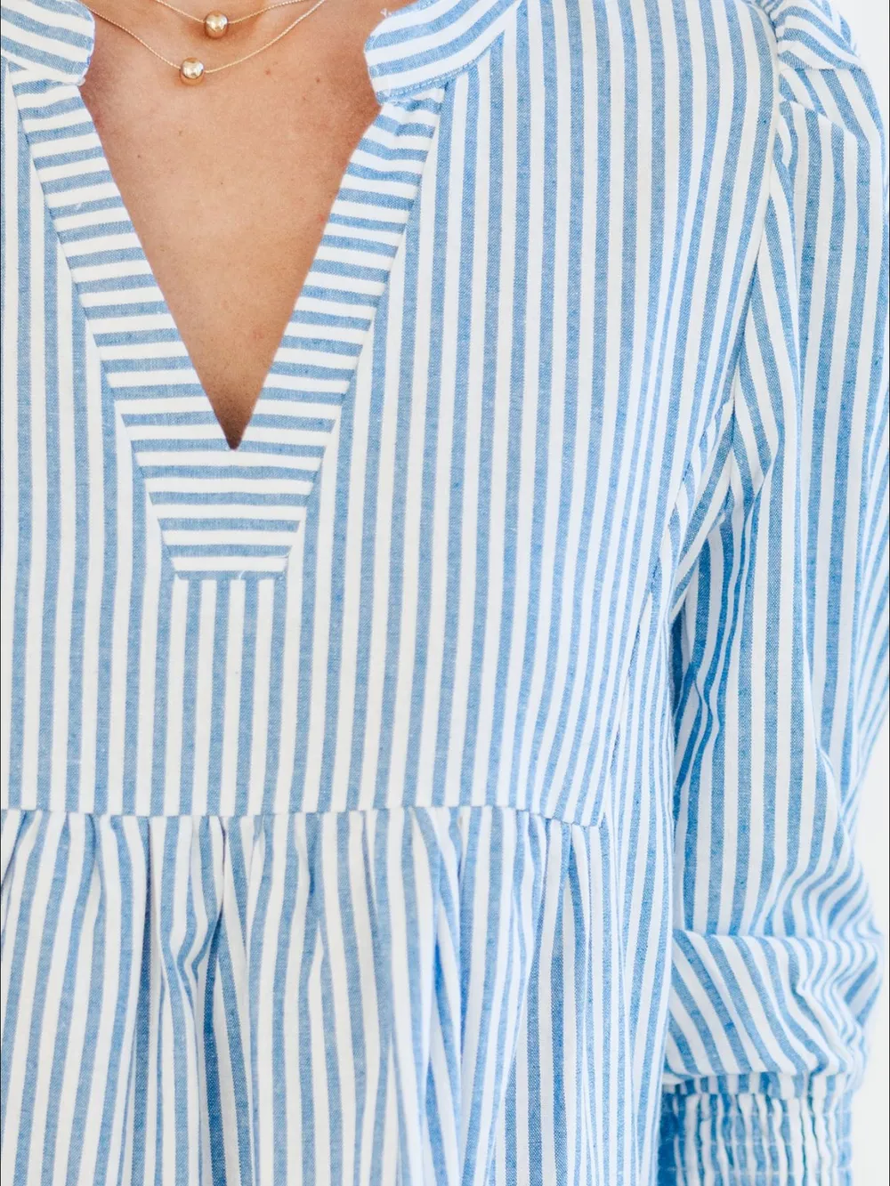 Striped Tiered Flounce Sleeve Shirt Dress, image 3