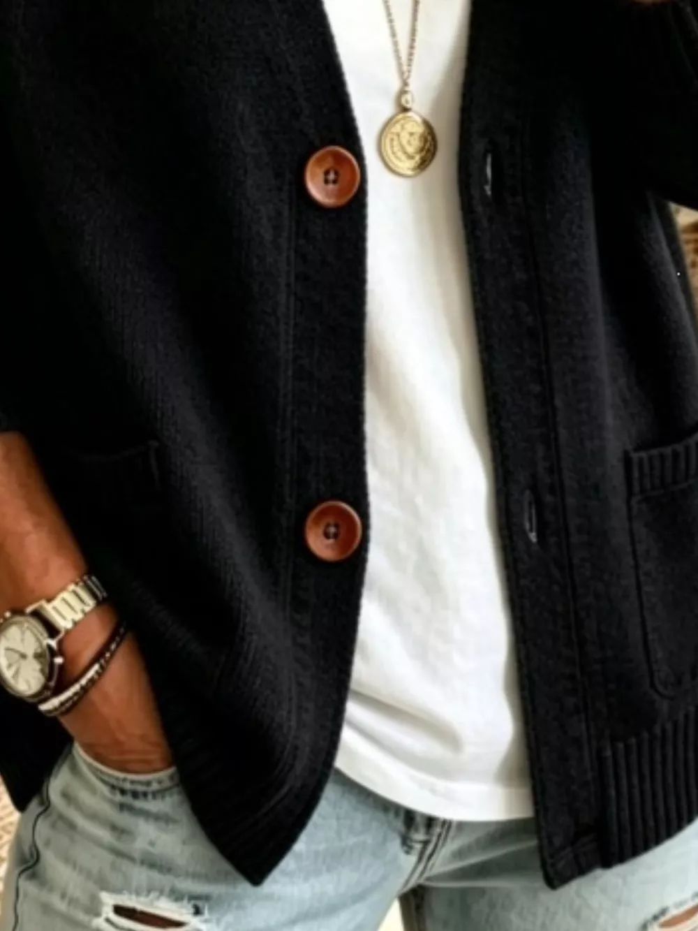 Full Size Button Up Raglan Sleeve Cardigan Plus Size, image 9