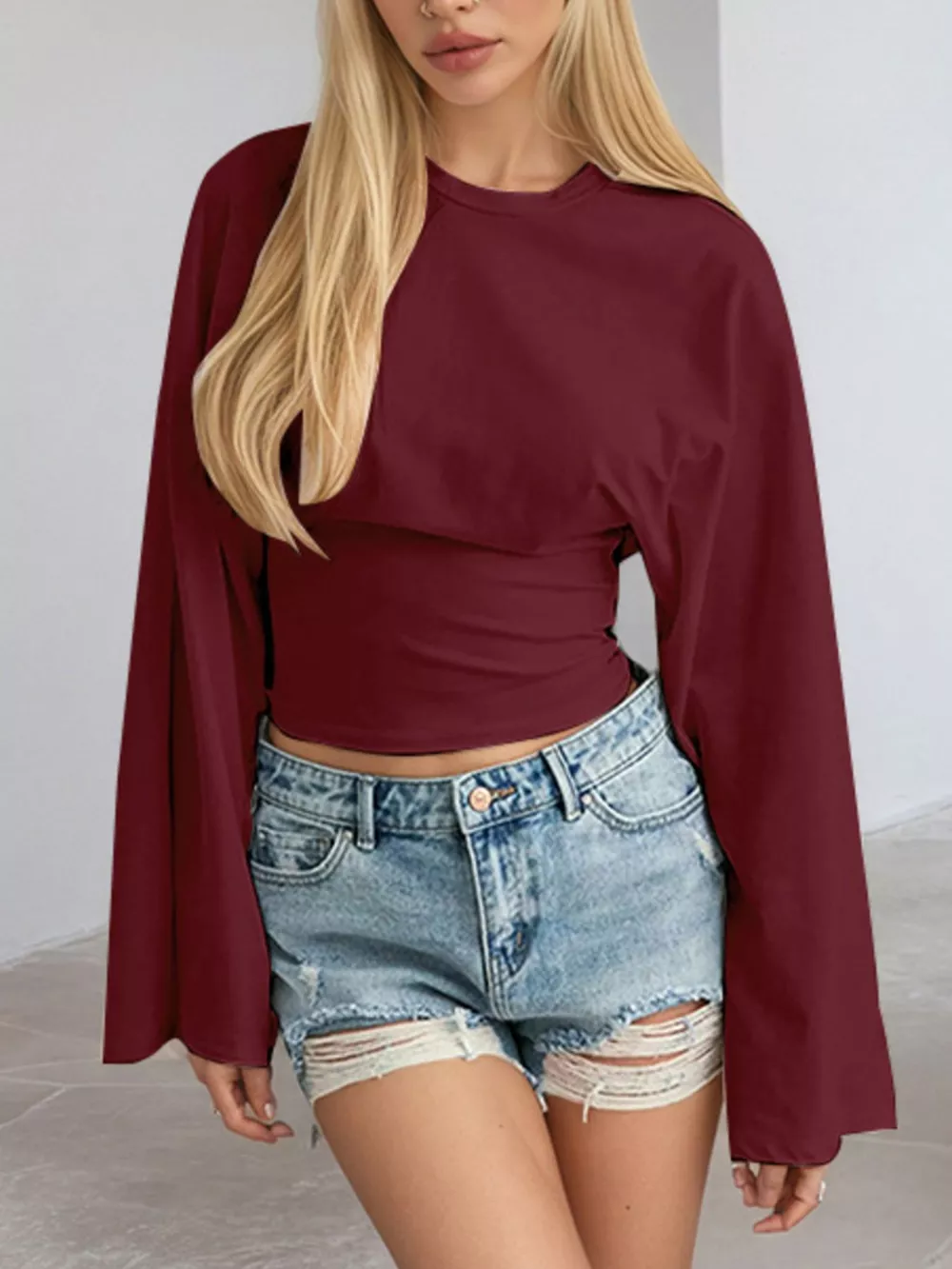 Full Size Long Sleeve Fitted T-Shirt Plus Size, image 23