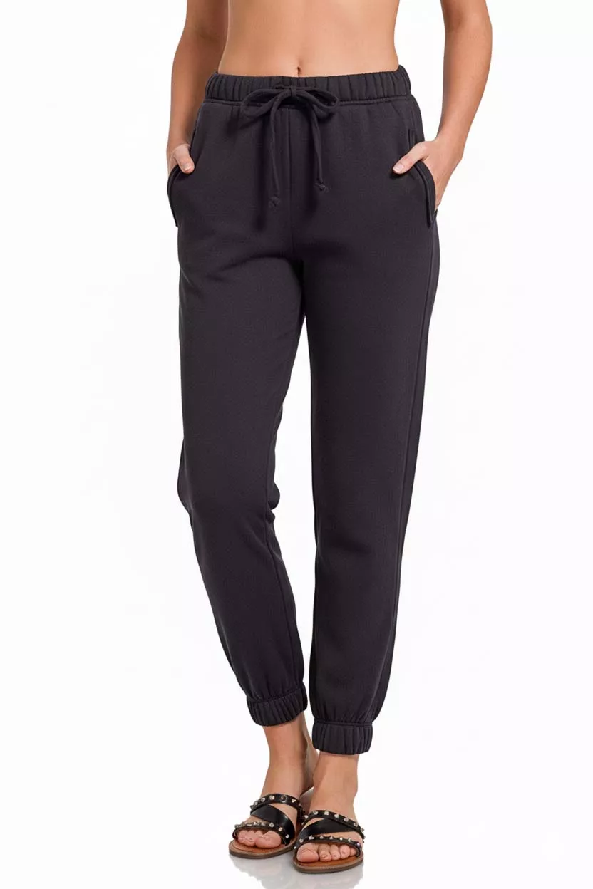 Fleece Drawstring Joggers With Pocket, image 2
