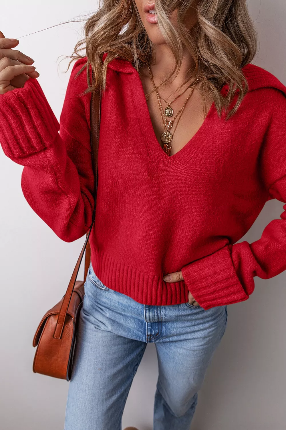 Ribbed Hem Long Sleeve Sweater, image 2