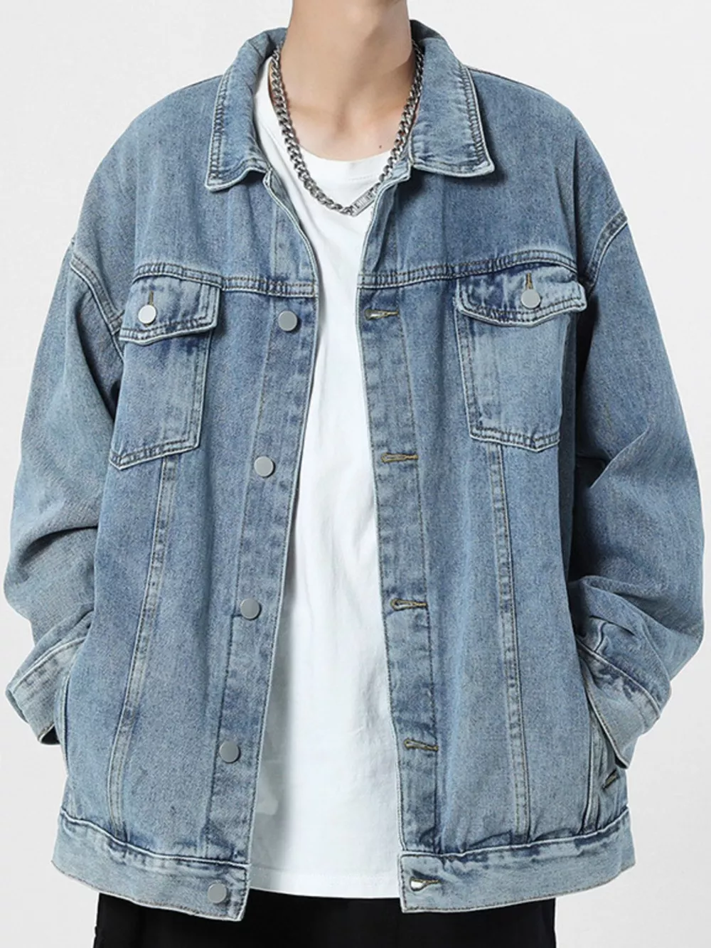 Men's Wash Oversized Denim Jacket, image 2