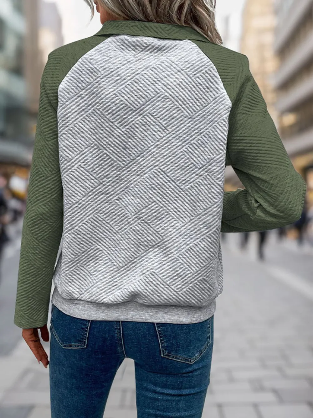 Contrast Textured Long Sleeve Sweatshirt, image 2