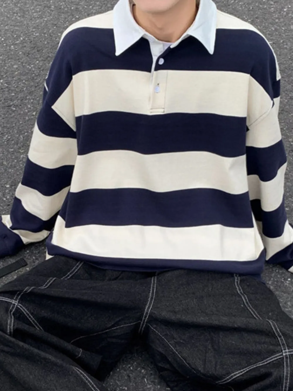Men's Contrast Striped Long Sleeve Polo, image 4
