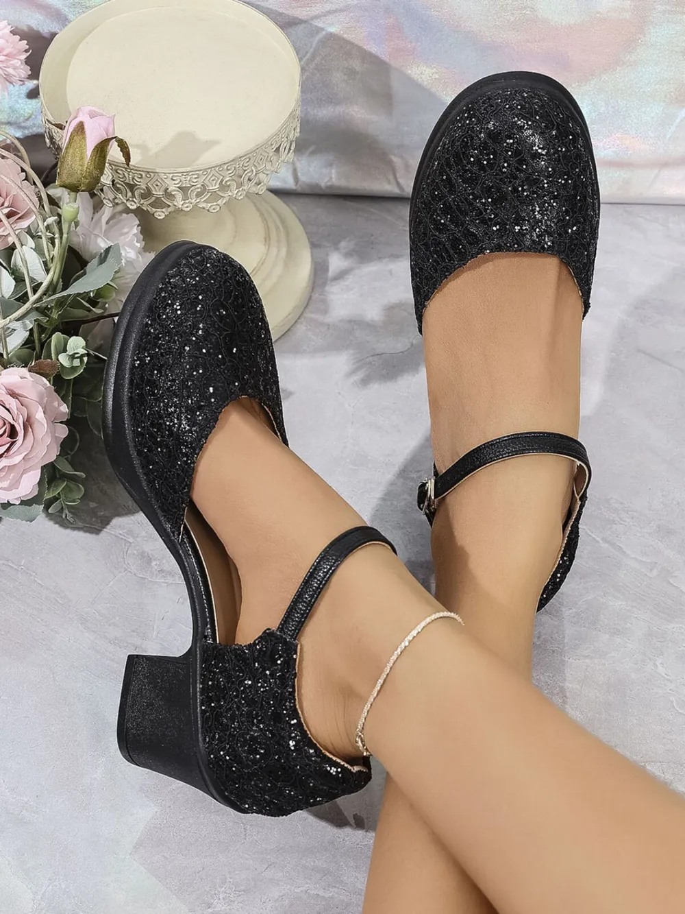 Round Toe Block Heels Pumps, image 7