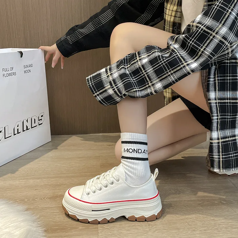 Round Toe Platform Canvas Sneakers, image 2
