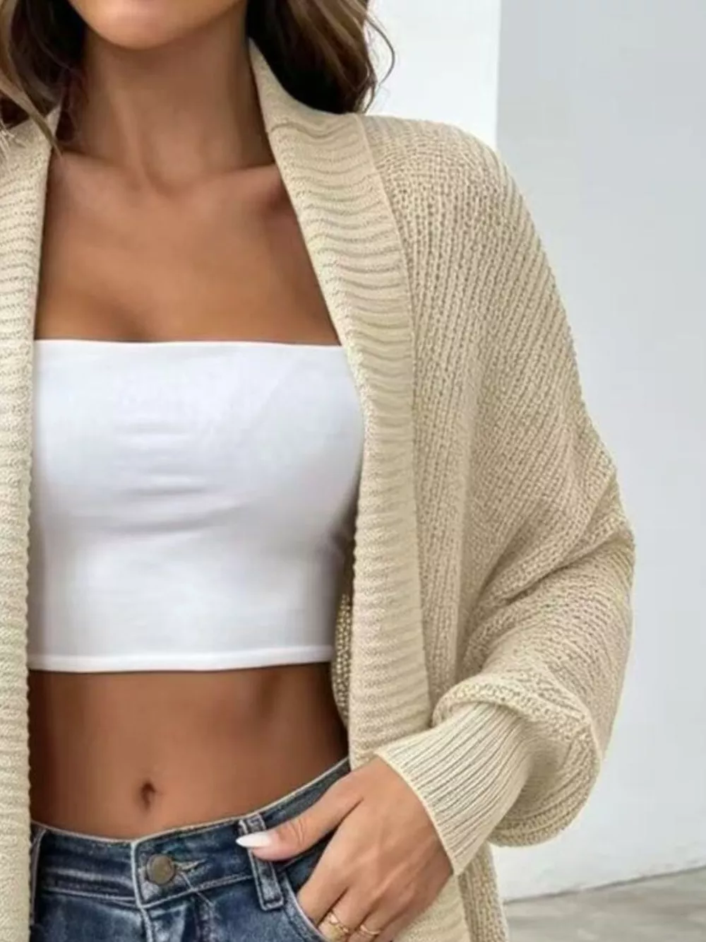 Full Size Open Front Long Sleeve Cardigan Plus Size, image 8