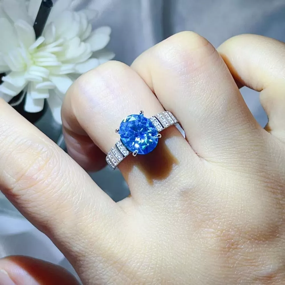 3 Carat Moissanite Oval 925 Sterling Silver Ring, image 3