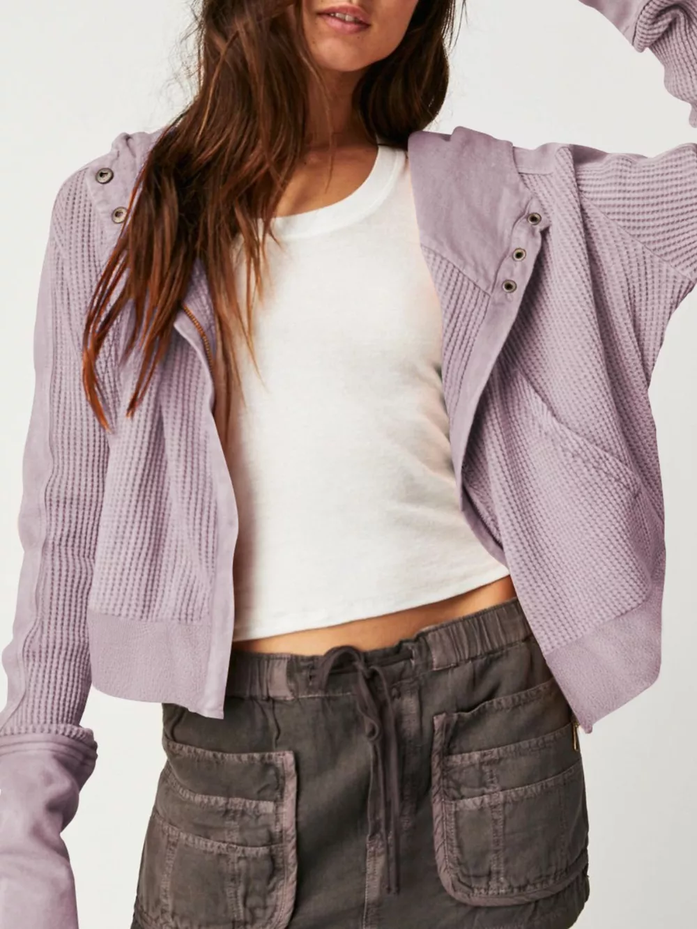 Waffle Knit Zip-Up Jacket, image 3