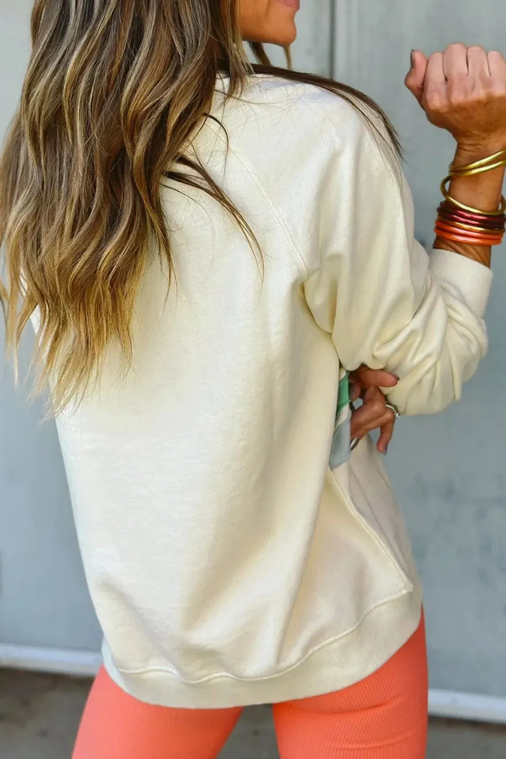 Contrast Round Neck Long Sleeve Sweatshirt, image 3