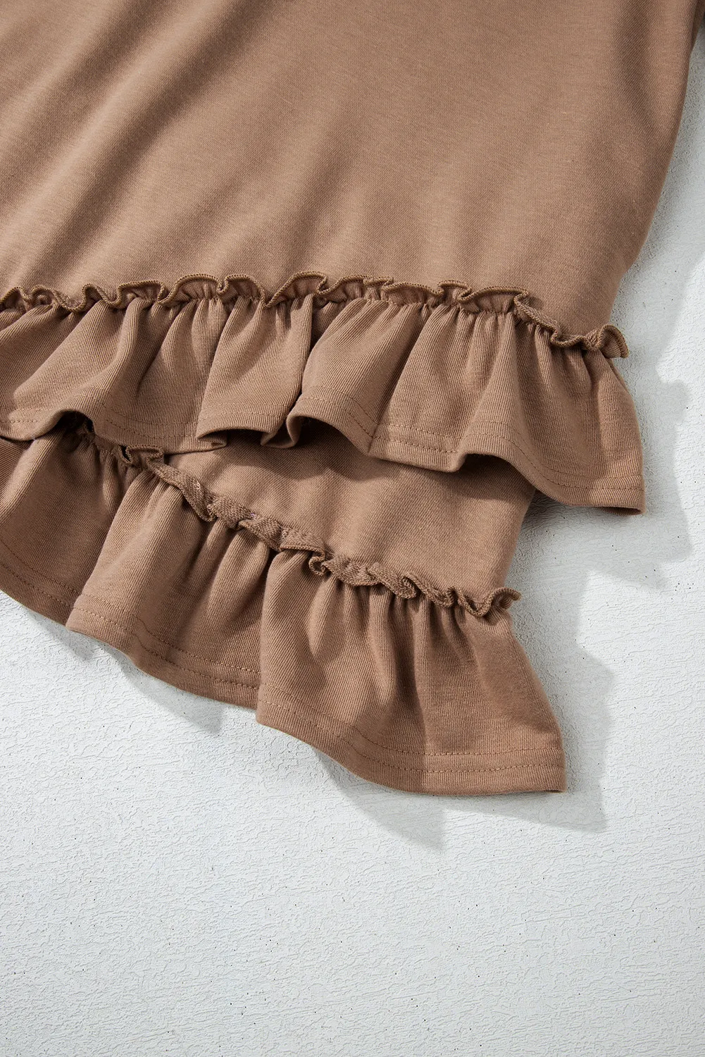 Ruffled Scoop Neck Three-Quarter Sleeve Mini Dress, image 2