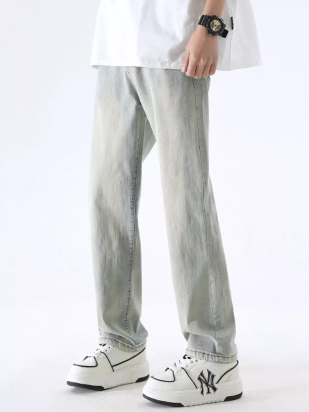 Men's Full Size Wash Wide Leg Jeans Plus Size, image 4