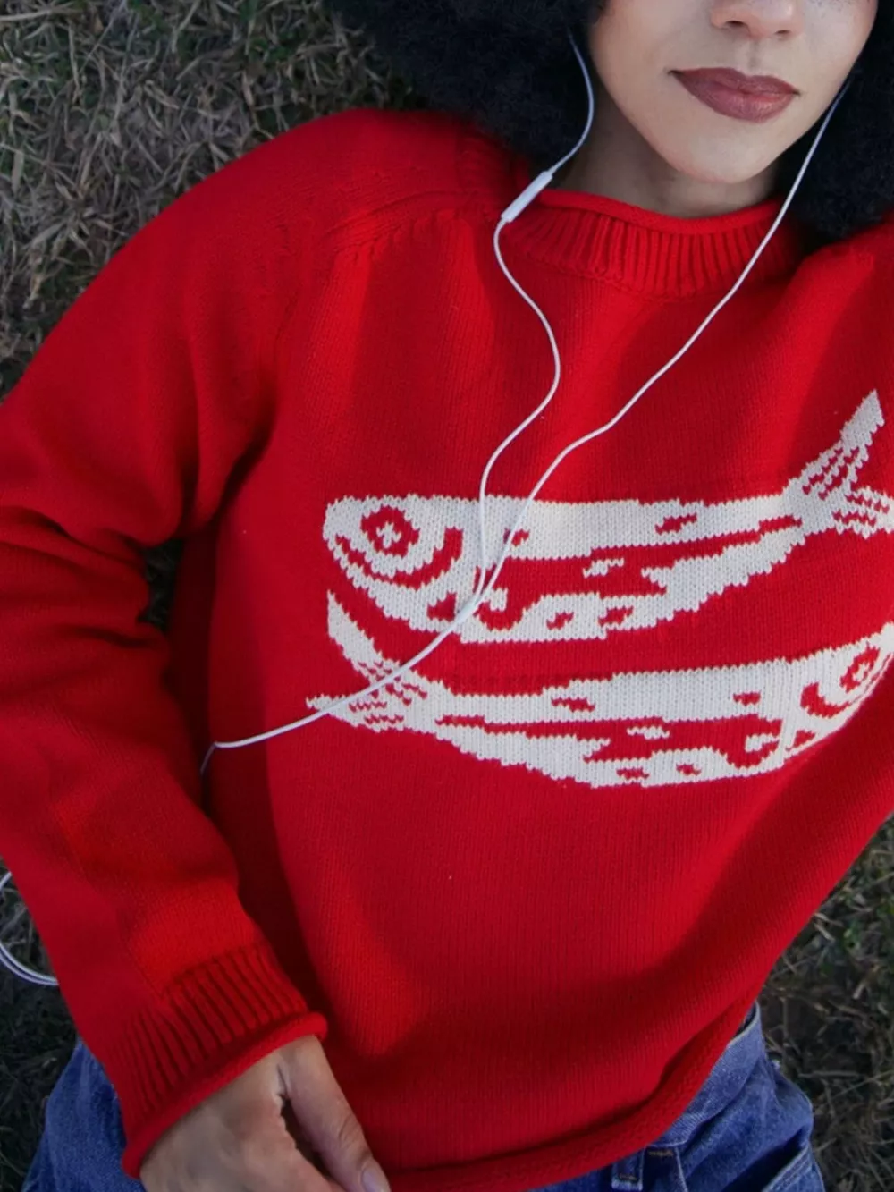 Fish Pattern Crew Neck Sweater, image 3