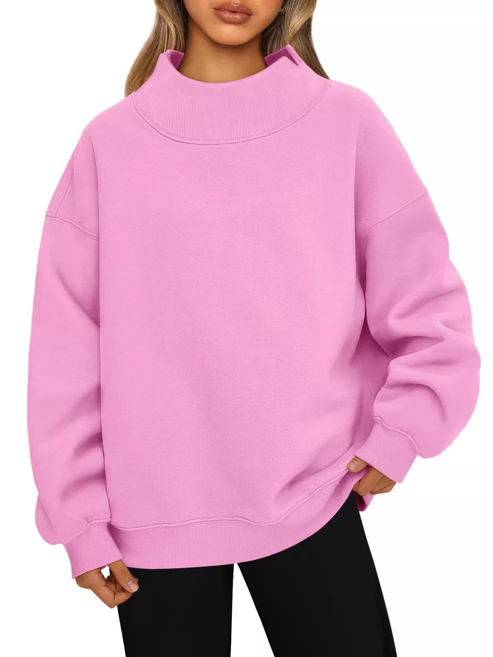 Mock Neck Dropped Shoulder Sweatshirt, image 2