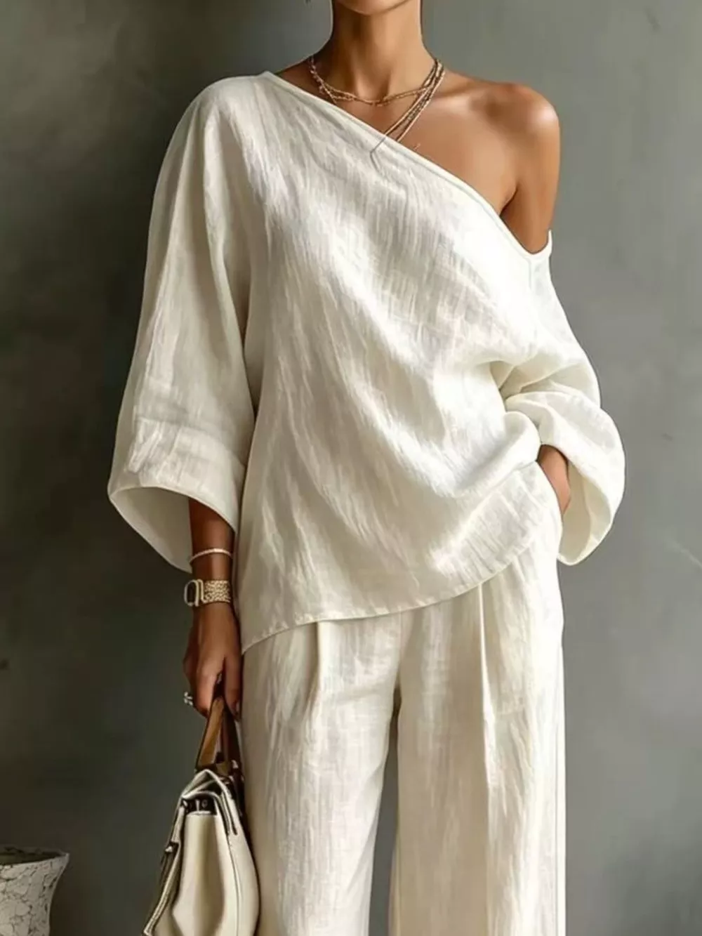 One Shoulder Top and Wide Leg Pants Set, image 20