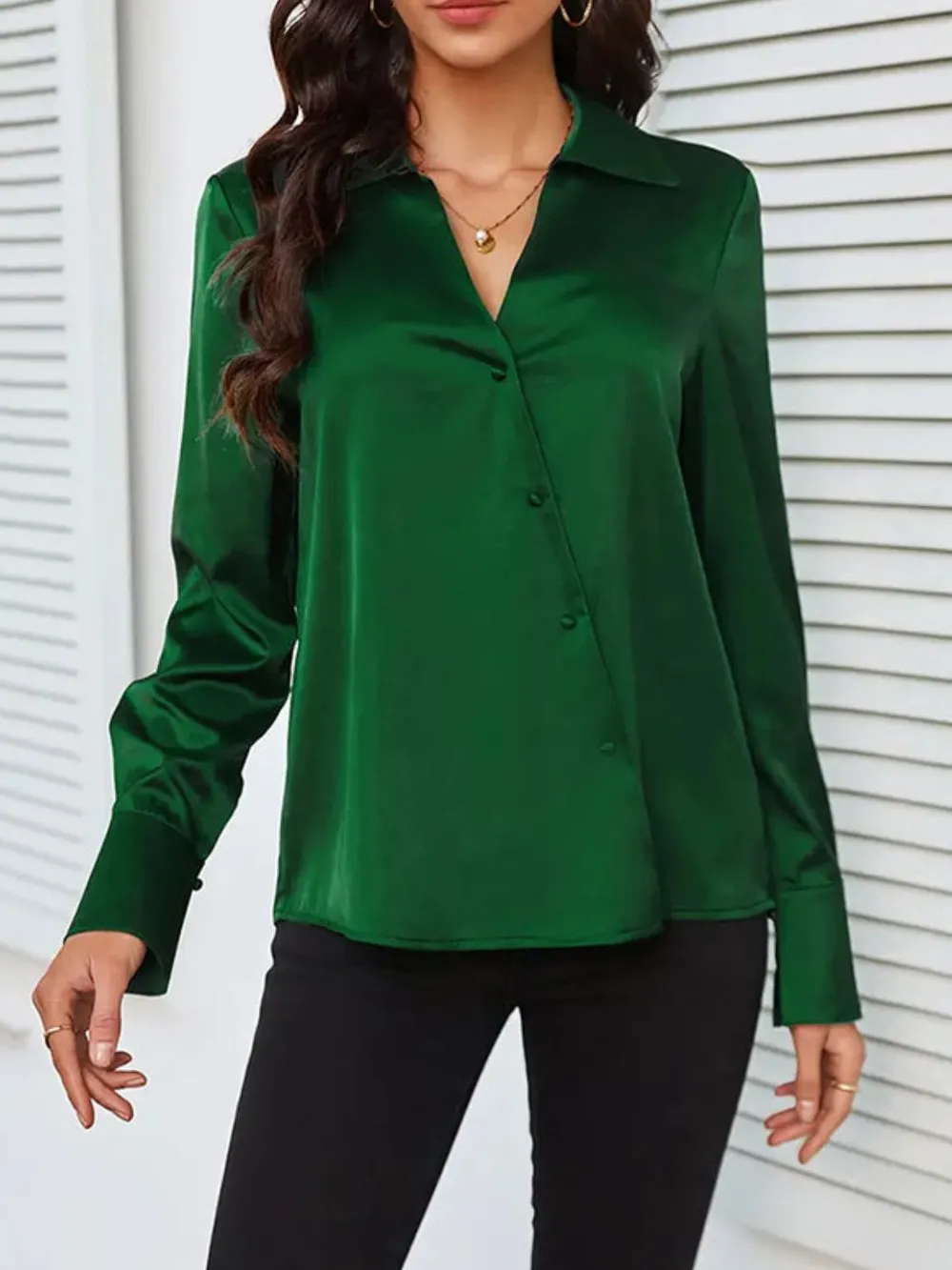 Button Up Collared Neck Long Sleeve Shirt, image 2