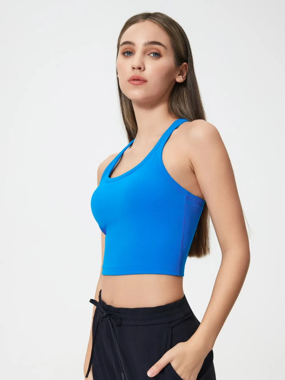 Scoop Neck Active Tank with Detachable Chest Pads, image 4