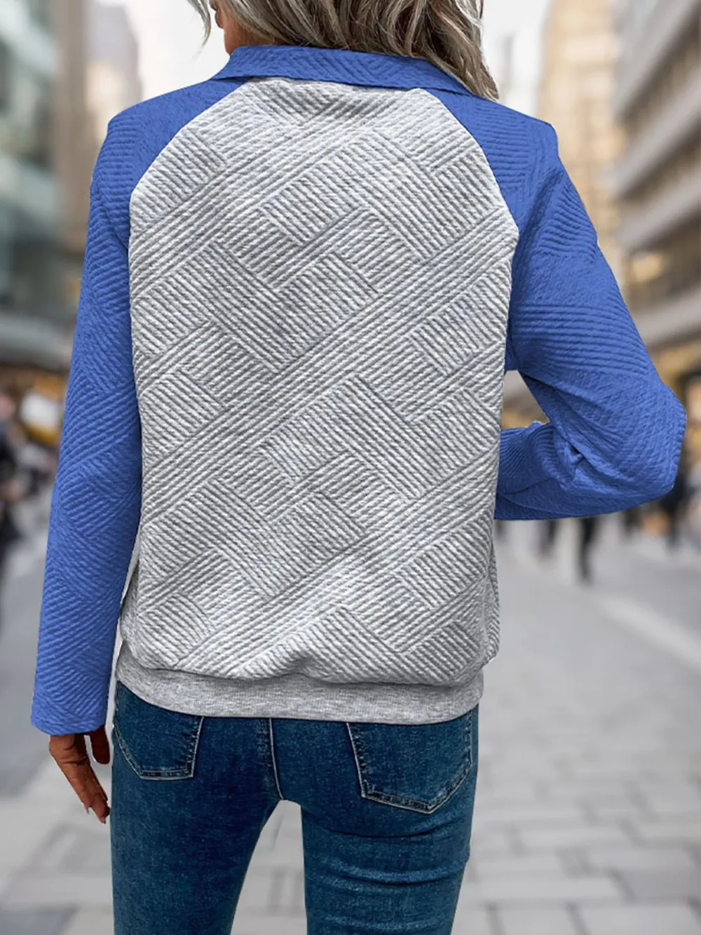 Contrast Textured Long Sleeve Sweatshirt, image 3