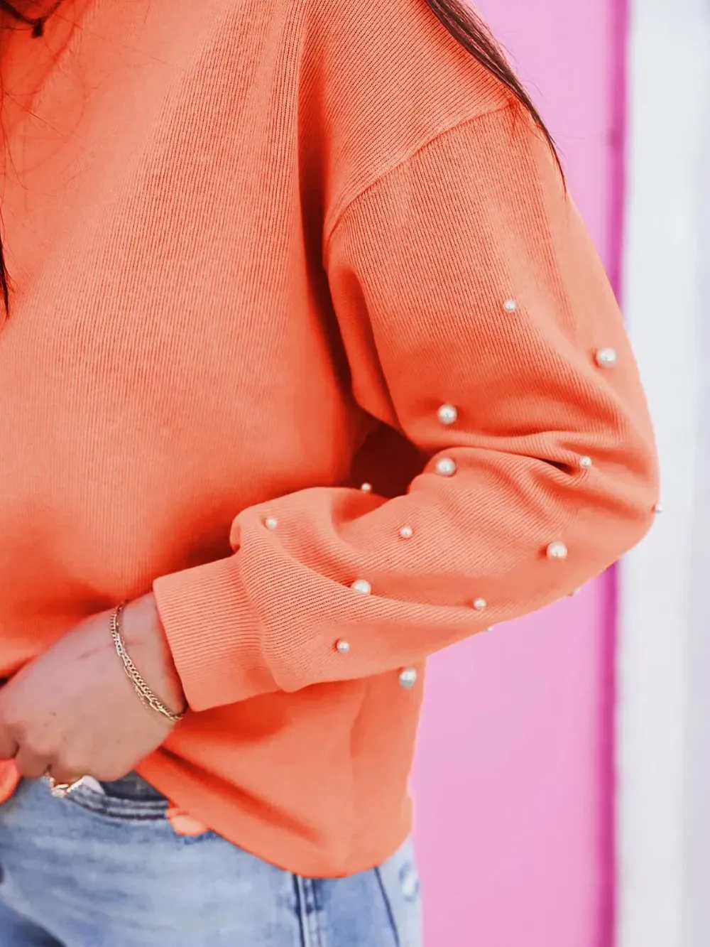 Pearl Detail Long Sleeve Sweatshirt, image 2
