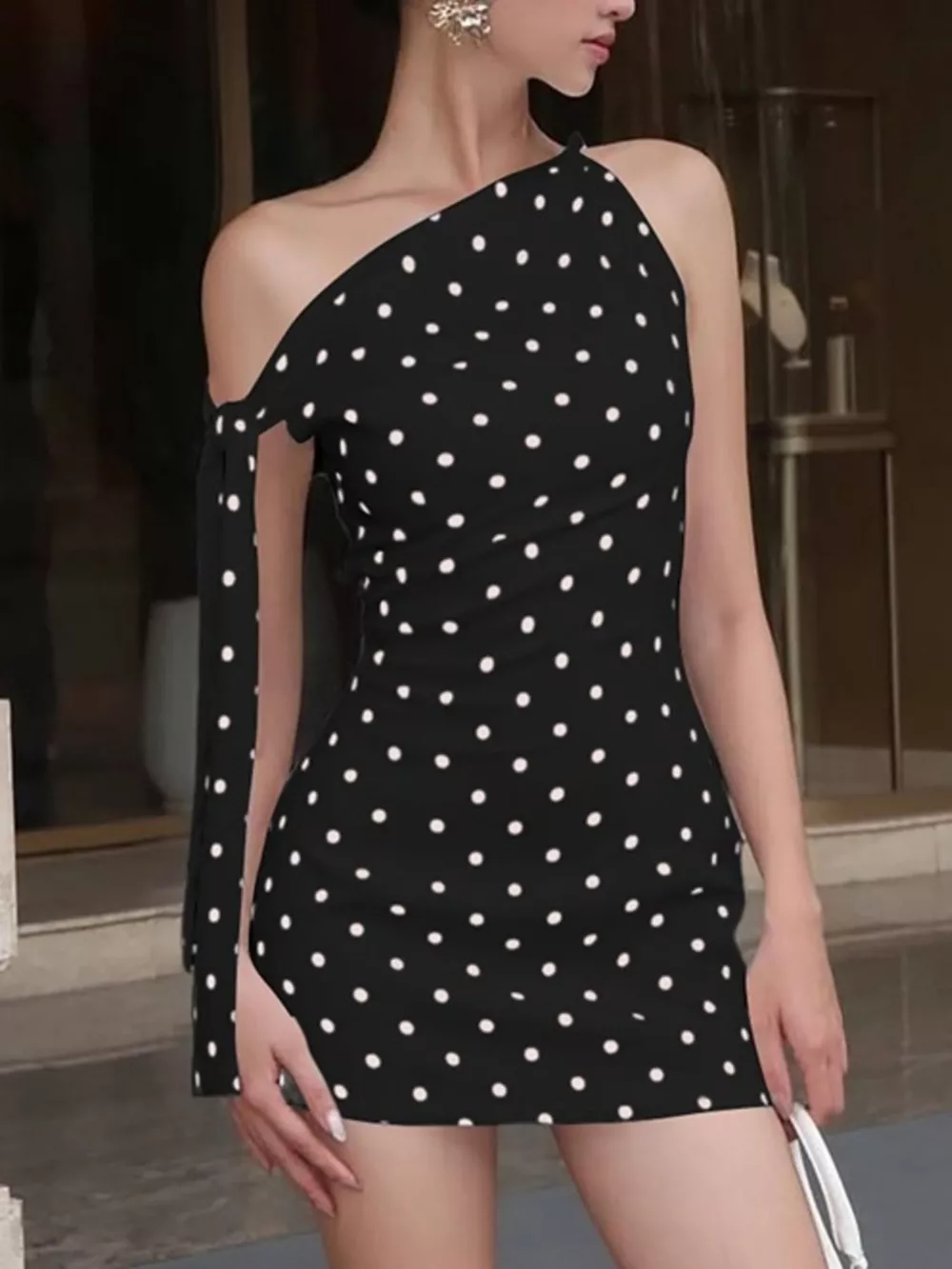 Polka Dot Sleeveless Mini Dress with Bow Accents, image 15