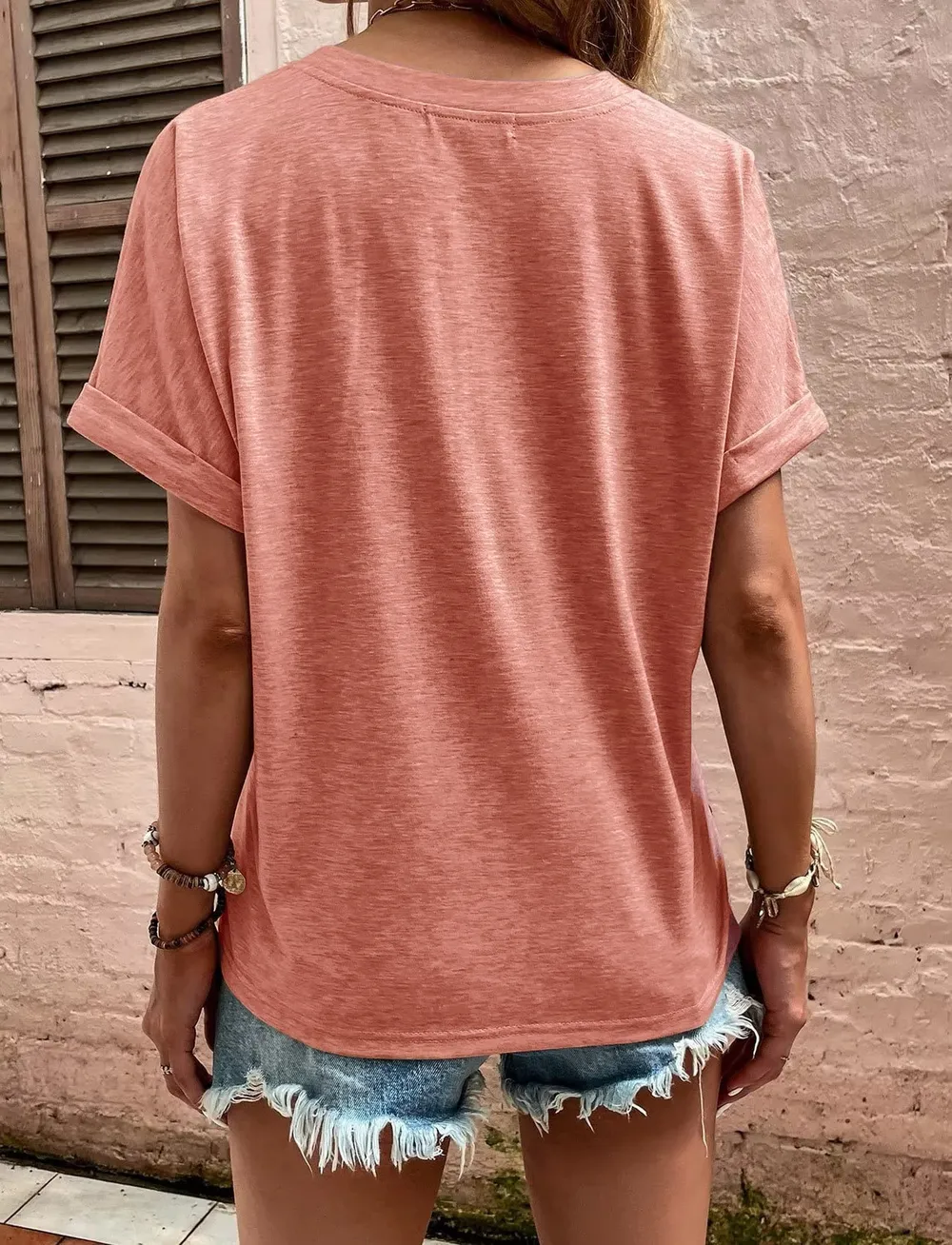 Full Size Notched Short Rolled Sleeve Top Plus Size, image 4
