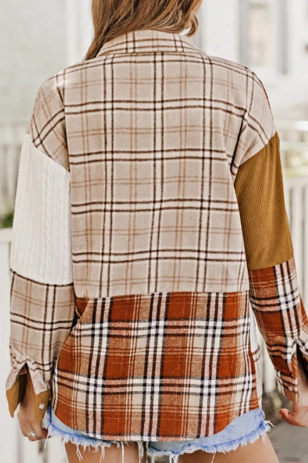 Plaid Button Up Long Sleeve Shacket, image 3