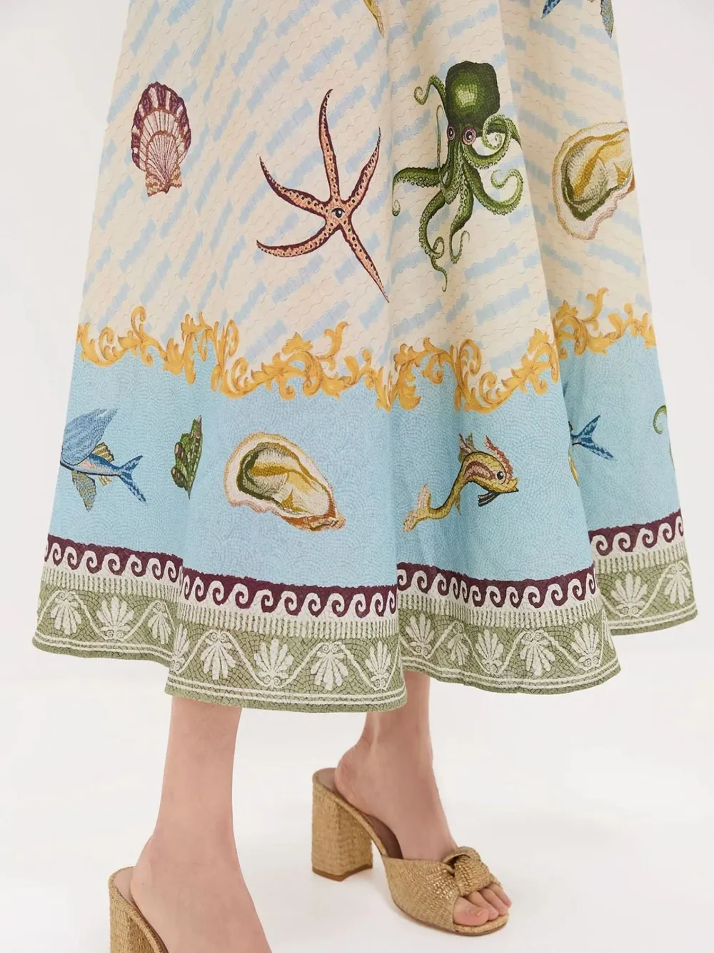 Ocean Print Spaghetti Strap Midi Dress, image 2