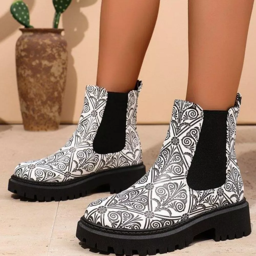 Round Toe Chunky Heel Ankle Boots, image 11