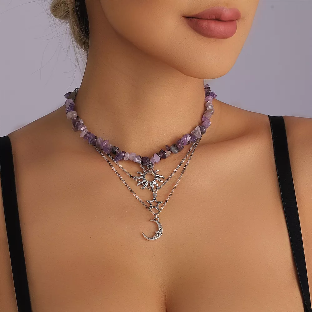 3 Piece Sun Moon Star Pendant Necklace, image 3