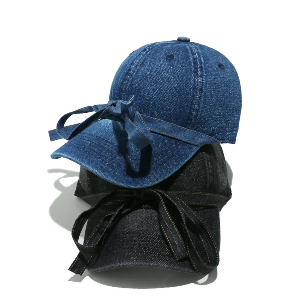 Washed Bow Denim Baseball Cap, image 8