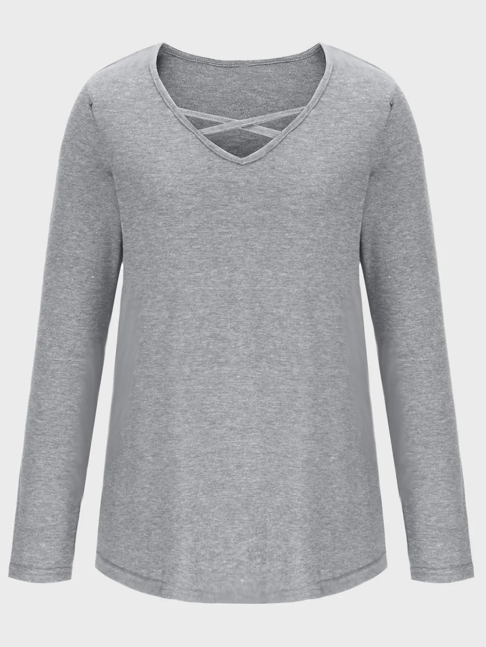 Crisscross V-Neck Long Sleeve T-Shirt, image 15