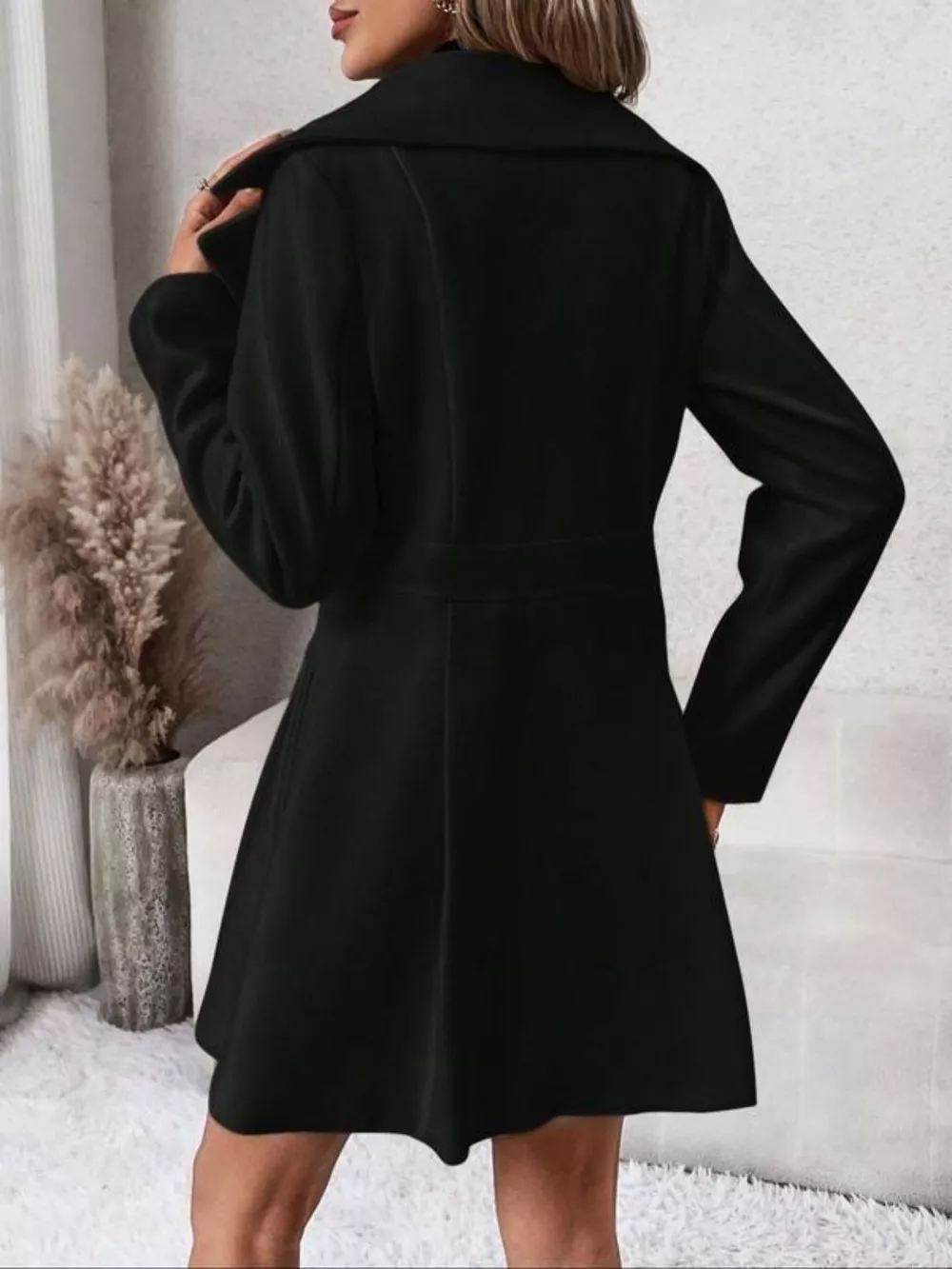 Double-Breasted Wool Blend Coat, image 5