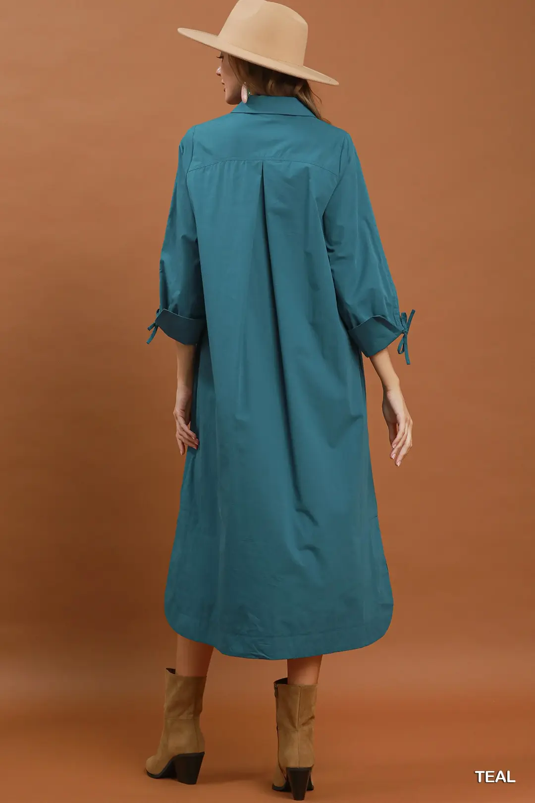 Collared Button Detail Relaxed Midi Dress, image 3