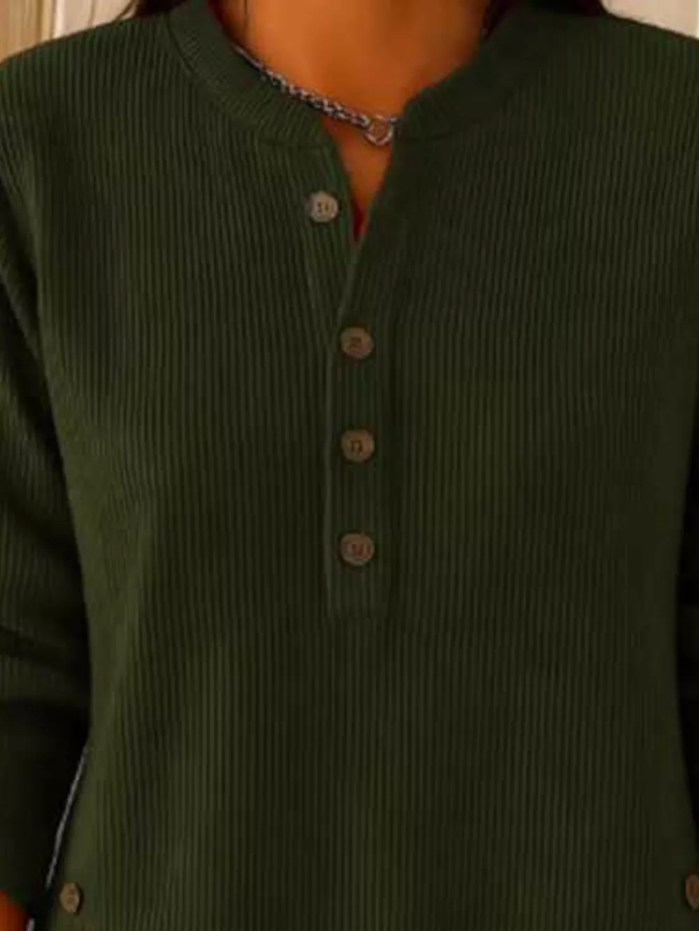 Full Size Button Detail Corduroy Top Plus Size, image 20
