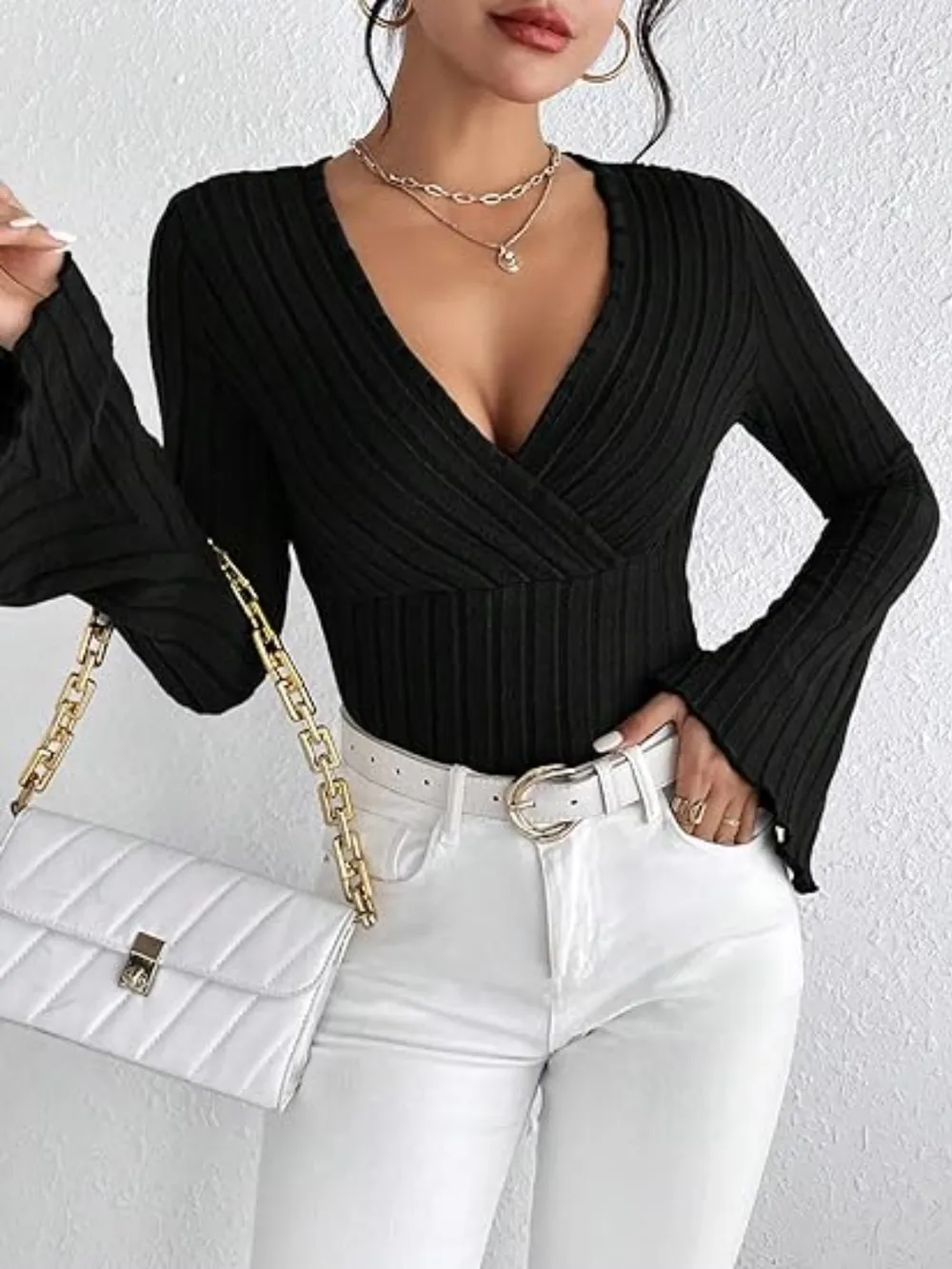 Ribbed Flare Sleeve Top, image 16