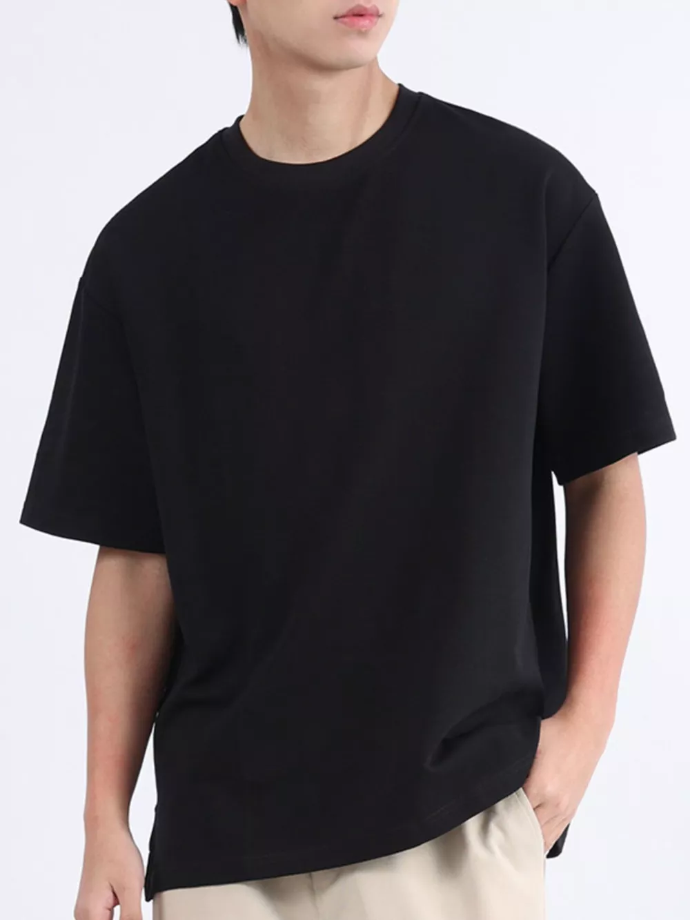 Men's Plus Size Solid Color Round Neck T-Shirt, image 4