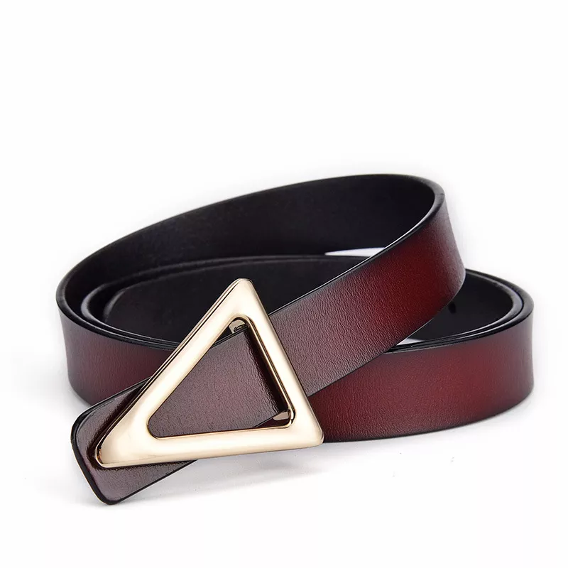 Triangle Buckle Leather Skinny Belt, image 5