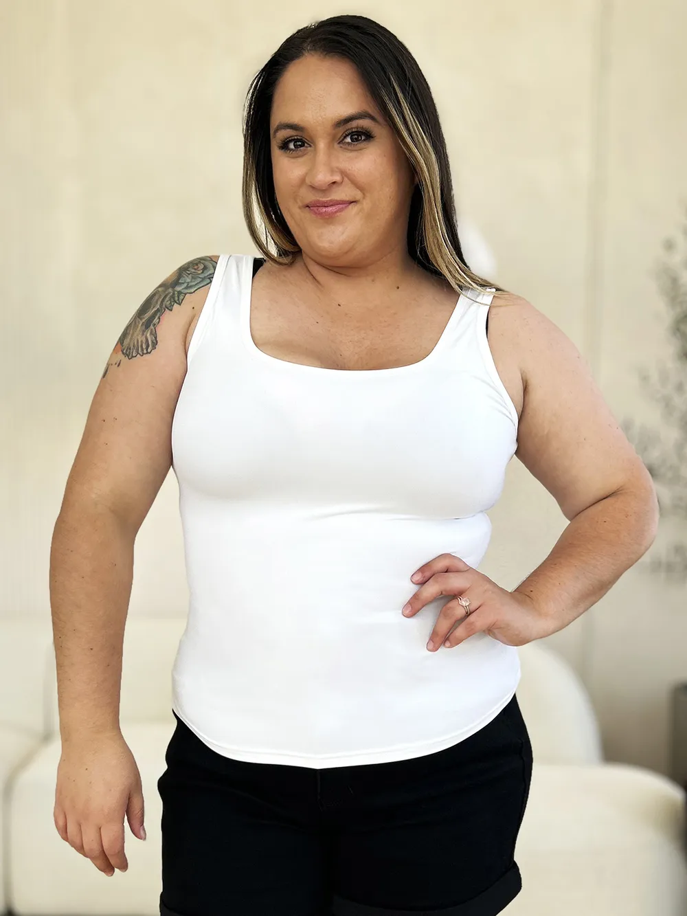 Full Size Square Neck Wide Strap Tank, image 4