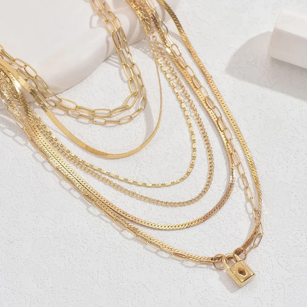 18K Gold-Plated Stainless Steel Multi-Layer Necklace, image 3