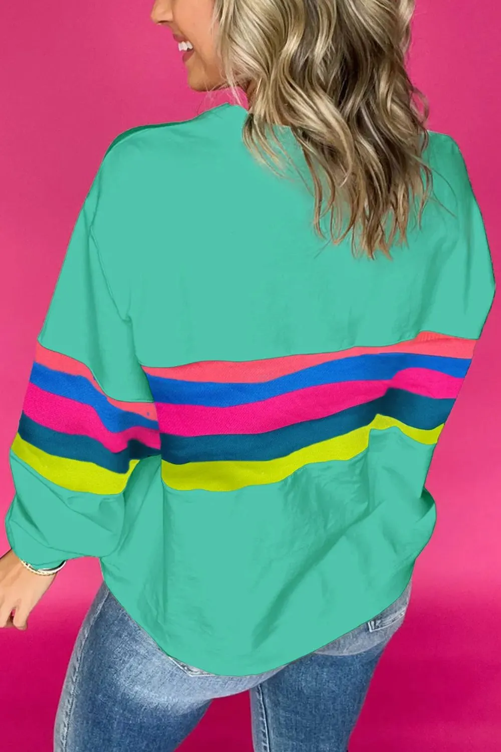 Contrast Round Neck Long Sleeve Top, image 3