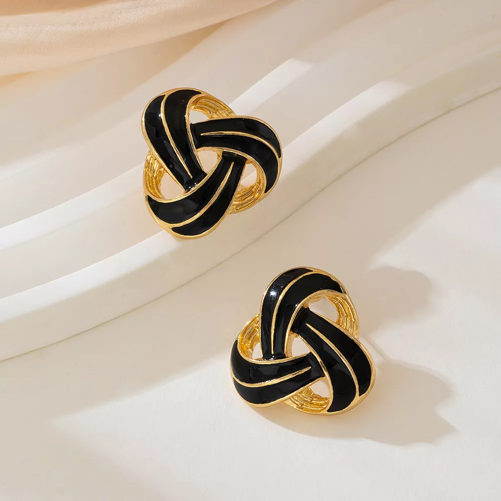 Twisted Knot Geometric Stud Earrings, image 3