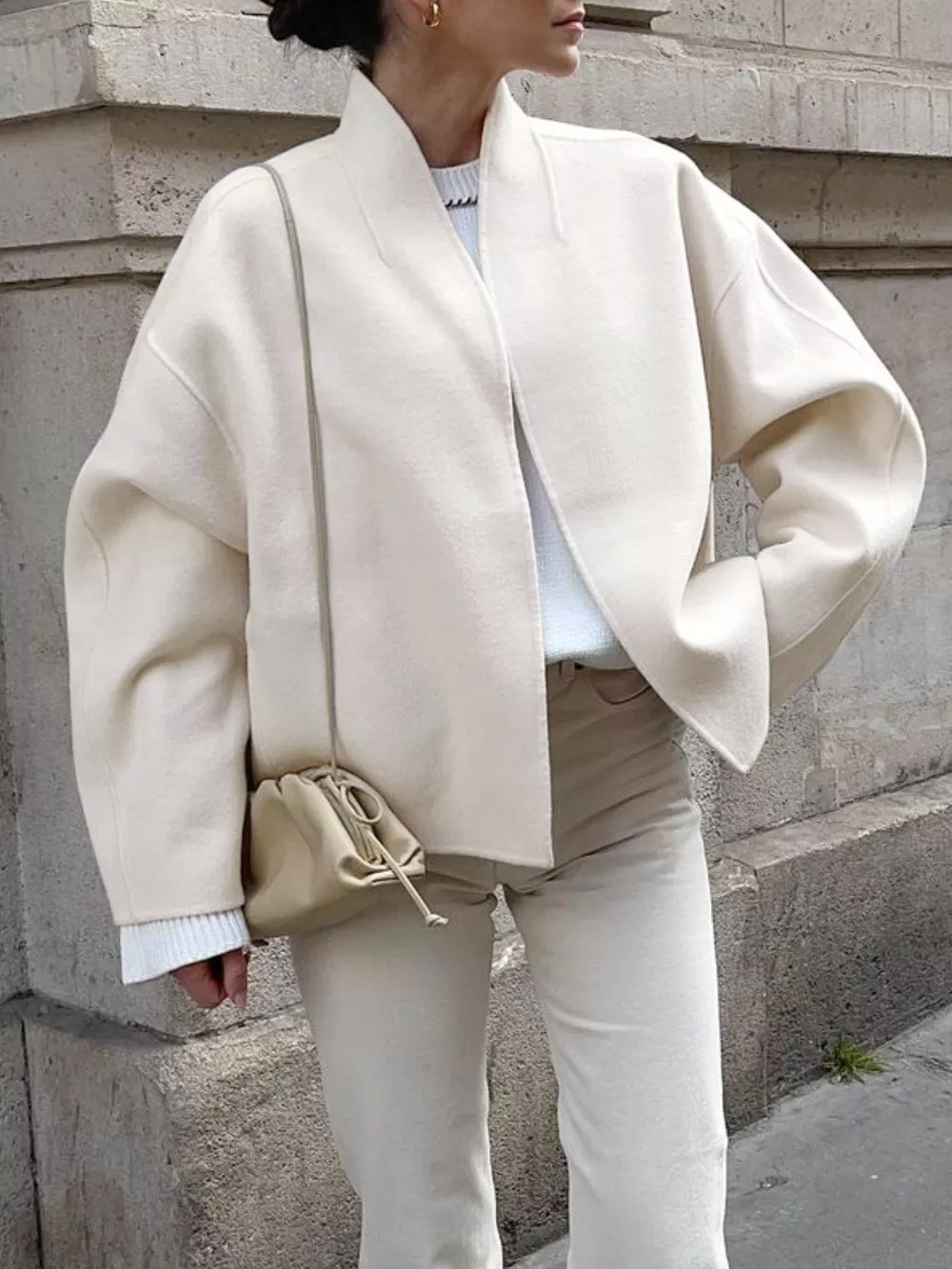 Elegant Stand Collar Open Front Outerwear, image 3
