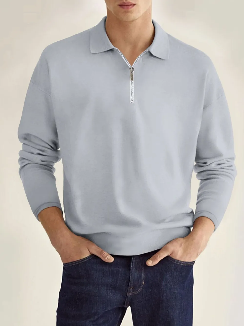 Men's Full Size Collared Neck Long Sleeve Polo Plus Size, image 4