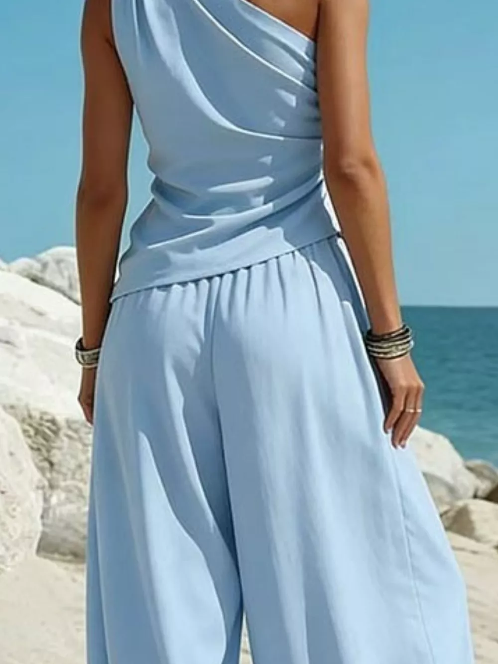 Full Size One-Shoulder Sleeveless Top and Harem Pants Set Plus Size, image 8