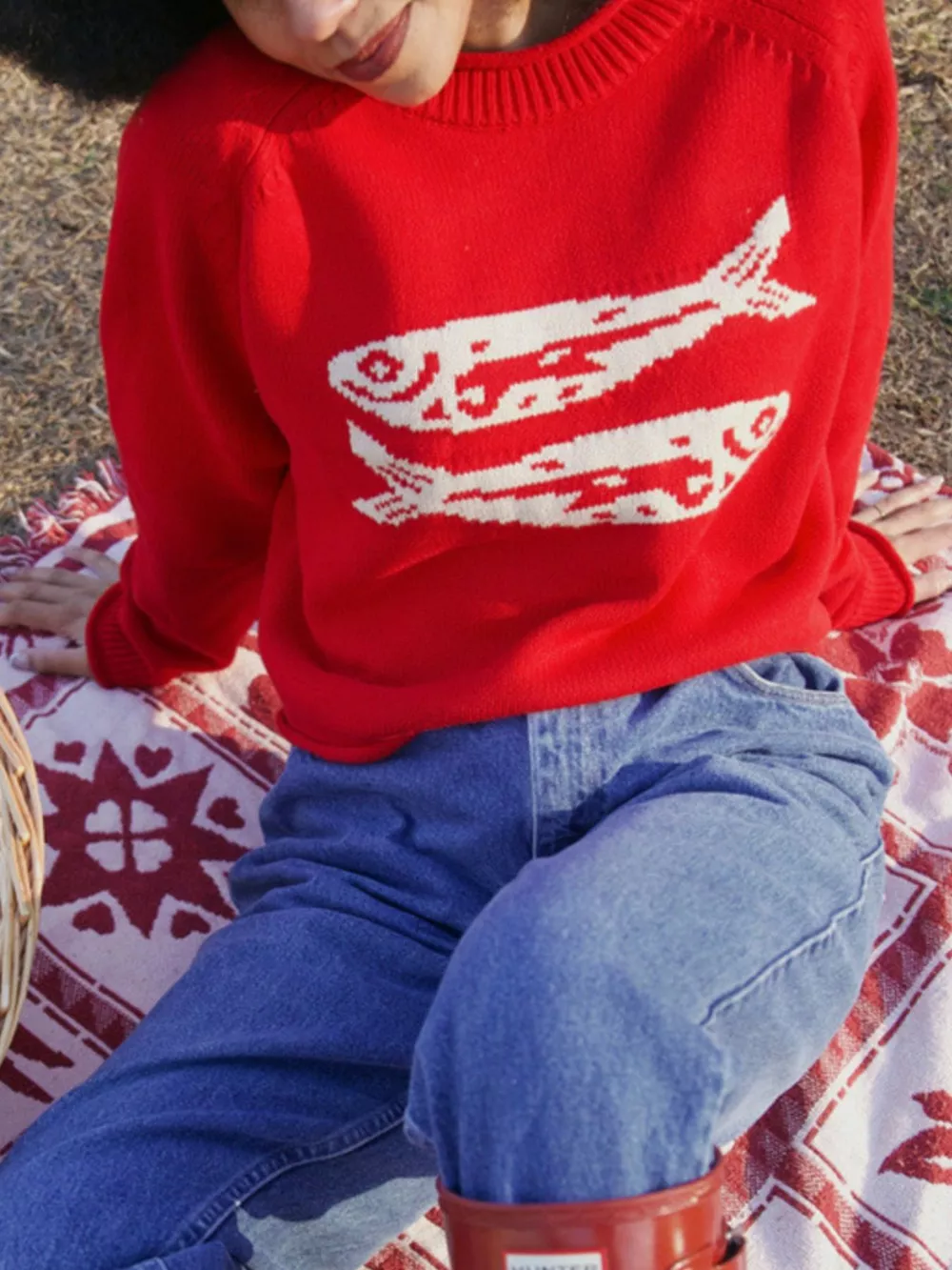 Fish Pattern Crew Neck Sweater, image 4