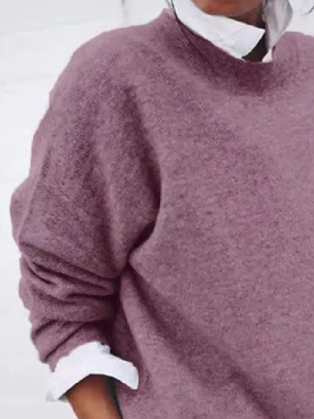 Full Size Round Neck Long Sleeve Sweater Plus Size, image 9