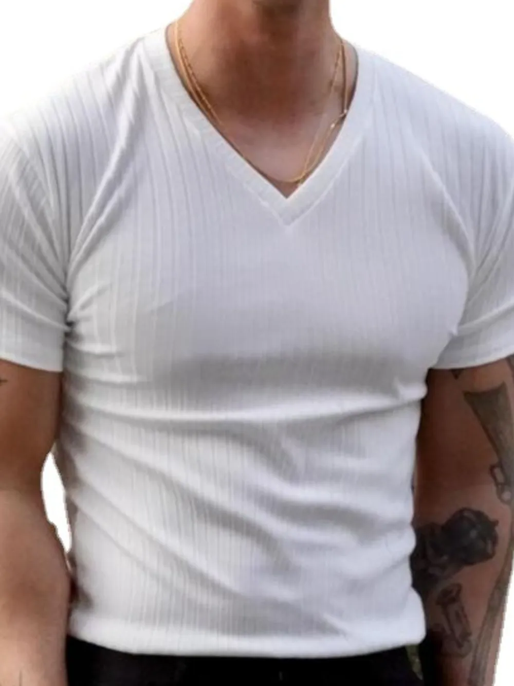 Men's Plus Size V-Neck Short Sleeve T-Shirt, image 5