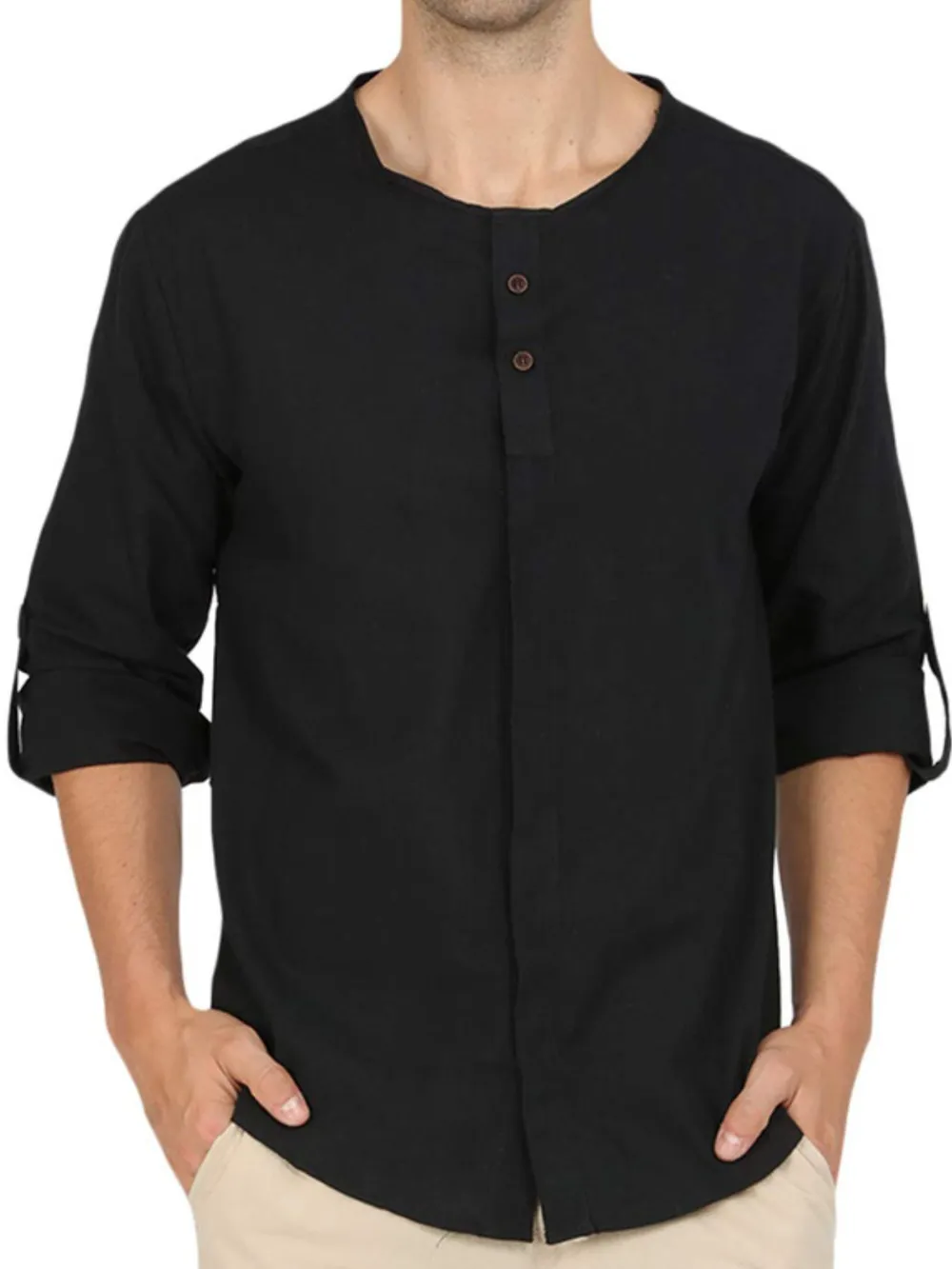 Men's Roll-Up Sleeve Linen Blend Polo Shirt, image 5