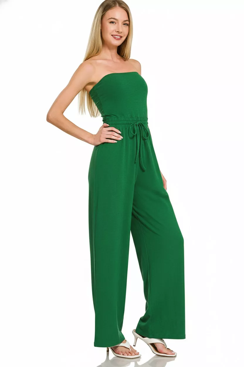 Tube Top Jumpsuit with Drawstring Waist, image 3